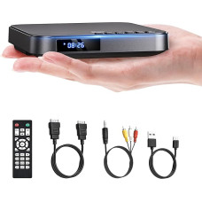 DESOBRY Mini DVD mängija HDMI telerile 1080P Multi Region DVD mängija AV väljundiga, USB / TF Card sisend, kaugjuhtimispult, tugi PAL / NTSC