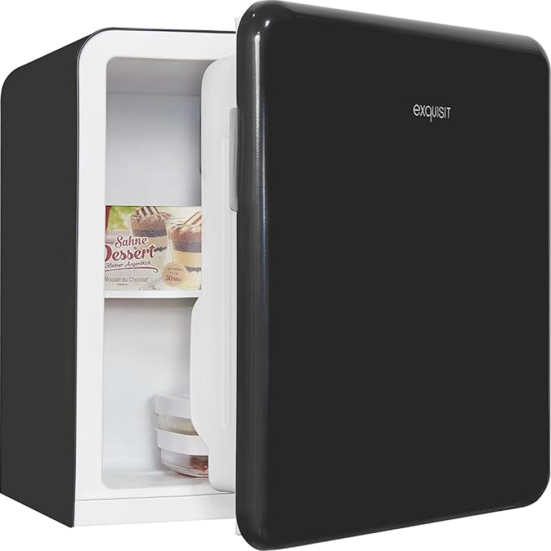 Exquisit Mini Fridge CKB45-0-031F Black, Cool Box, 47 Litre Net Capacity, Hotel Refrigerator, Retro Style