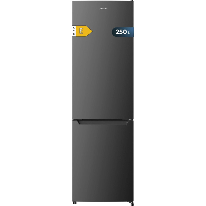 Cecotec Bolero CoolMarket Combi 250 Dark E Fridge-Freezer Combination, Energy Class E, Fridge-Freezer Combination, Dark Stainless Steel, 180 x 55 cm, 250 L, No Frost, Multi Air Flow and Humidity Box