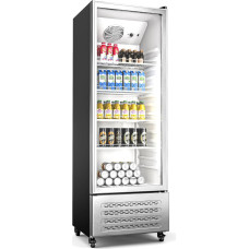 Klarstein GrandCooler 270L Drinks Fridge - Double Glazed Door, Aluminium Door, LED Lighting, Mechanical Thermostat, 0°C to 10°C, 4 Wheels, Energy Class B