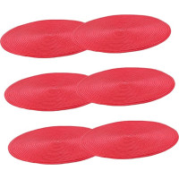 IMIKEYA Runde Rote Tischsets 6 Stück Set Pp Material Handgefertigte Tischsets Wärmedämmung Dekorative