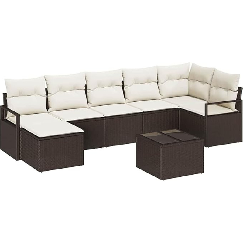 Rantry 7-teilige Garten Sofa Set mit Kissen Grau Poly Rattan Gartenlounge Model3346478