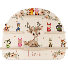 Kidsmood - Tonie riiul isikupärastatud nimega | Lastetoa seinariiul koos metallplaatidega Tonie figuuride jaoks ja väljalõikega muusikakarbi jaoks | Tooneriiul tüdrukutele ja poistele