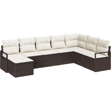 Rantry 8-teiliges Garten Sofa Set mit Kissen Braun Poly Rattan Gartenlounge Model3346498
