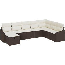 Rantry 8-teiliges Garten-Sofa-Set mit Kissen Braunes Poly-Rattan Gartenlounge Model3360659