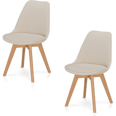 KHG 2 söögitooli komplekt, polsterdatud toolid, Skandi Look - tooli jalad, massiivne pöögipuu, plastist istmekest ja istmepadi nööriga, kaasaegne ja kergesti puhastatav, kandevõime kuni 150 kg.