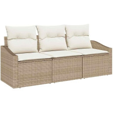 Rantry 3-osaline aia diivan komplekt koos pehmendusega Beige Poly Rattan Garden Lounge Model3346581