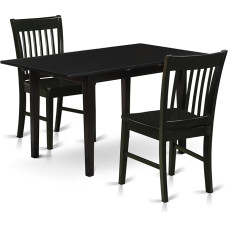 East West Furniture NOFK3-BLK-W söögikomplekt