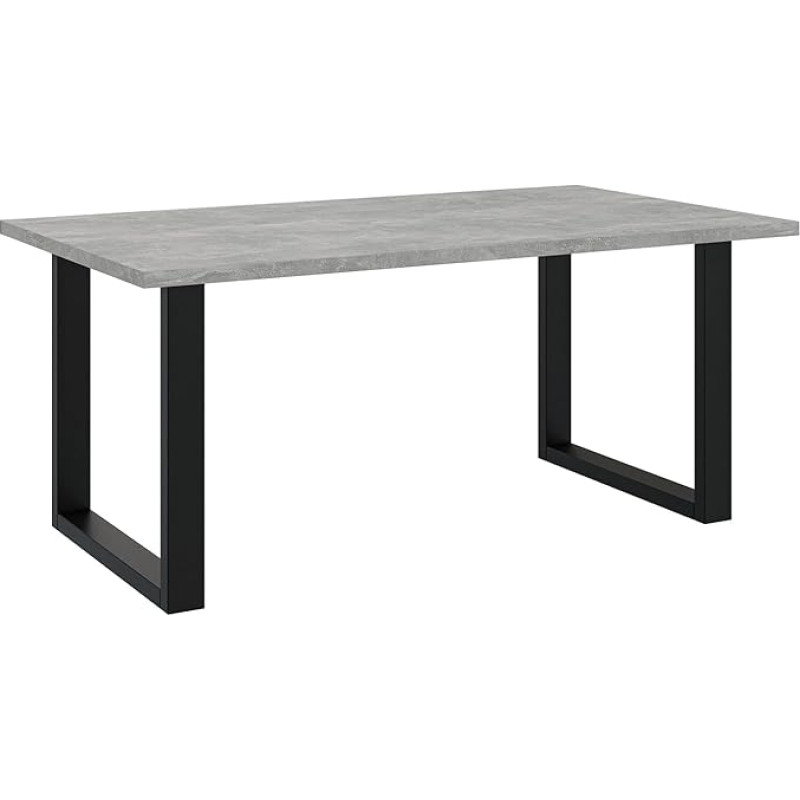 MEBLINI Brooklyn söögilaud betoonilahendus Must kaasaegne köögilaud Must söögilaud Suur lauaplaat 160 x 90 cm Brooklyn U-jalad betoonilahendus / matt must