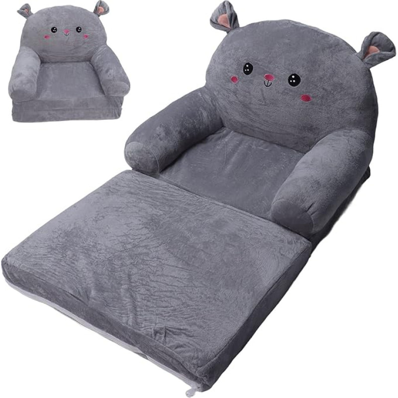 stone princess laste diivan Cuddly Bean Bag kokkupandav: Armas Cartoon Diivan Voodi koos käetoedega tüdrukute beebidele - Play Seat Bean Bag for Nursery Reading Sleeping (Mouse, 2-in-1)
