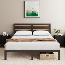 Zinus Kai voodi 140 x 190 cm - vastupidav bambusest ja metallist lamelliraam koos peaplaadiga - lihtne kokkupanek - kõrgus 80 cm - metallist voodi lamelliraamiga - lamelliraami ei ole vaja - must ja pruun