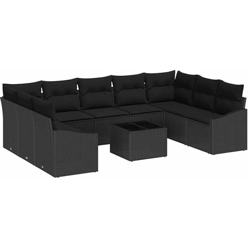 Rantry 10-teiliges Garten Sofa Set mit Kissen Beige Poly Rattan Gartenlounge Model3346893