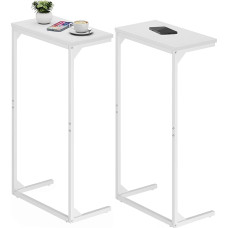 TUTOTAK Väike küljelaud C-kujuline küljelaud 2-st 28,3-tolline diivanilaud kohvilaud elutuba magamistuba valge TB01BW0642