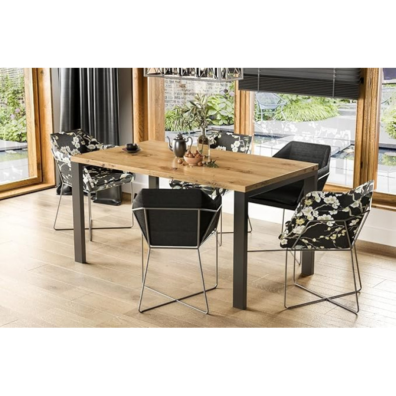 Endo-Moebel Garant Design söögilaud 80 cm - 215 metallist laiendatav metallraamiga köögilaud (Artisan Tamm)