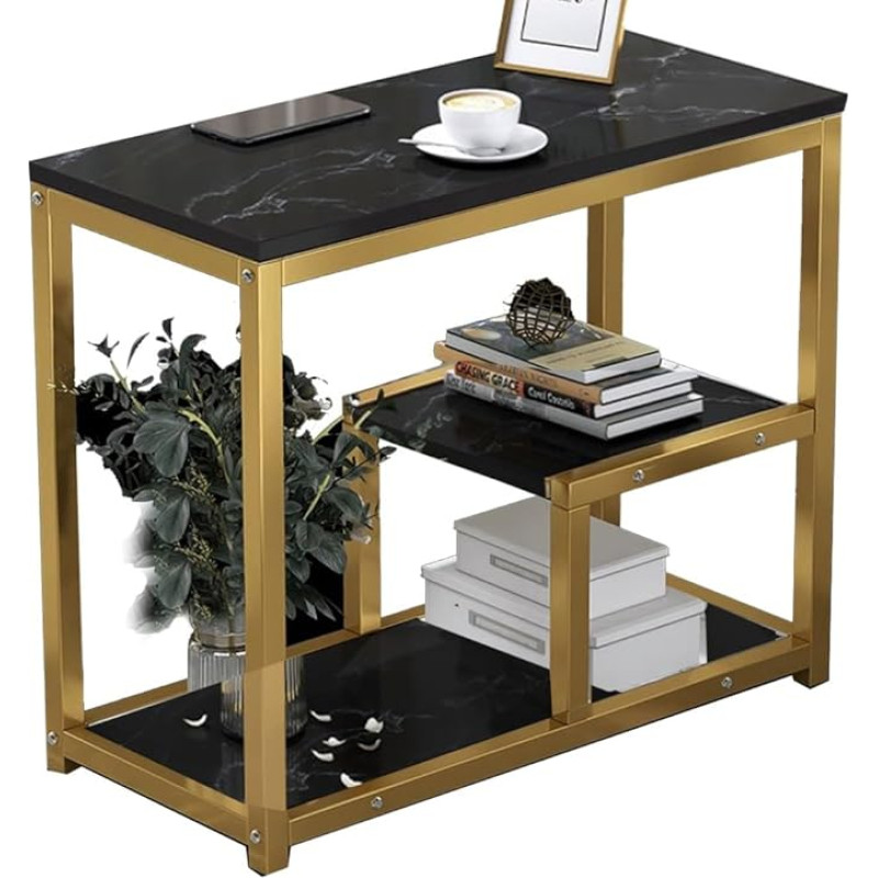 Moderner Sofatisch mit Regalen, Eingangstisch, kleine Räume, Beistelltisch mit Metallrahmen, schmaler Flur, Schreibtisch, Aufbewahrung, Akzenttisch für Wohnzimmer, Schlafzimmer, Eingangsbereich