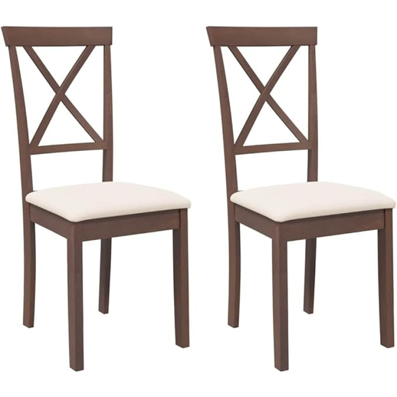 vidaXL Söögitoatoolid koos padjadega 2 pruunist täispuidust kummist köögitooli küljetool söögitooli söögitooli elutoa tool restorani tooliga