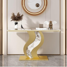 Geometrischer moderner Konsolentisch, industrieller Eingangsbereich-Akzenttisch für Wohnzimmer, Schlafzimmer, Büro - einfache Montage, braunes Finish (39,5 x 12 Zoll)