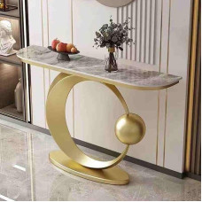 Moodne geomeetriline konsoollaud esikusse - kitsas 47,2-tolline metallist raamiga diivanilaud, stiilne koridorimööbel elutuppa ja magamistuppa (kuldne A)