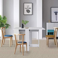 Willonin kokkupandav laud Butterfly söögilaud kokkupandav eemaldatav koos 2 lehega puitlaastplaat väga praktiline 103 x 76 x 73,4 cm (valge)