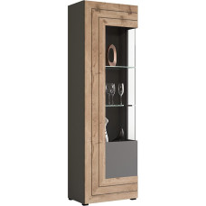 xonox.home Wohnen Freno X30A2T11 klaasist kapp halli värvi ja Nox tammepuidust kaunistusega umbes 60 x 194 x 37 cm.