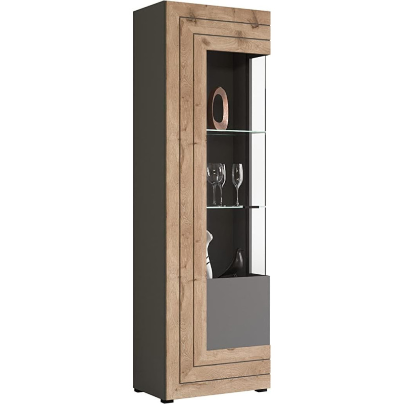 xonox.home Wohnen Freno X30A2T11 klaasist kapp halli värvi ja Nox tammepuidust kaunistusega umbes 60 x 194 x 37 cm.