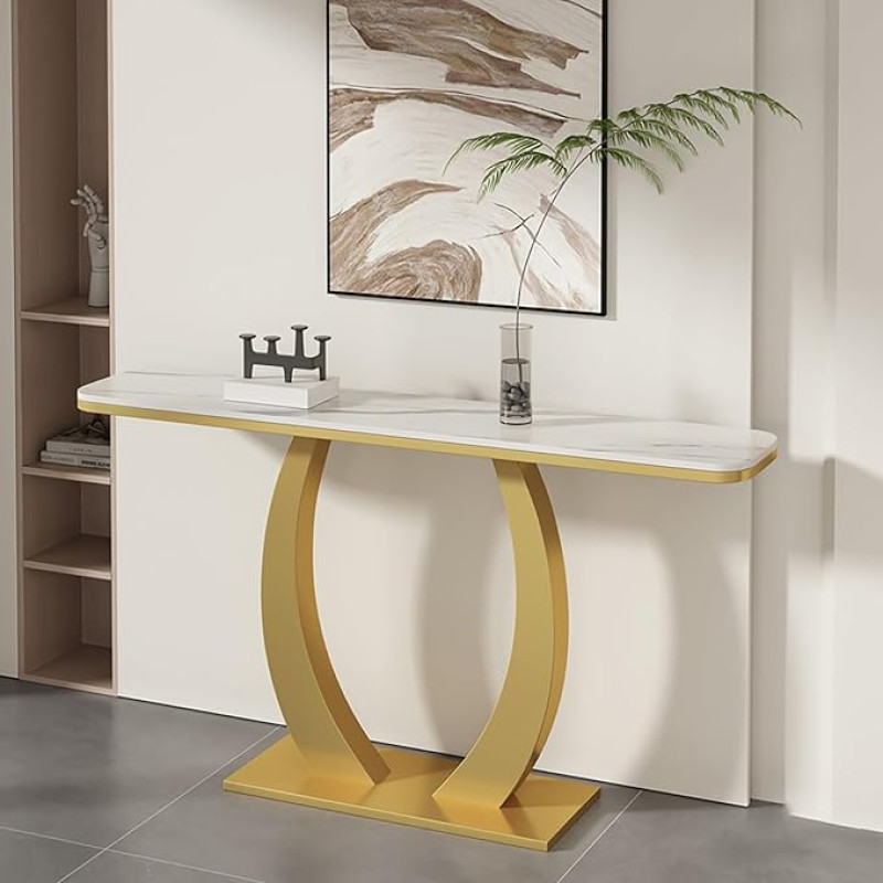 Konsolentisch für den Eingangsbereich, Industrieller Flurtisch für den Eingangsbereich, Eingangstisch mit geometrischem Metallrahmen, für Eingang, Wohnzimmer, Foyer