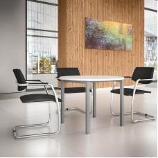 Nova ümmargune nõupidamislaud läbimõõt 100 cm valge hõbedase raamiga laud söögilaud köögilaud