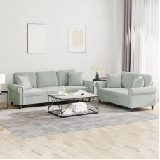 Rantry komplekt 2 diivanid helehalli sametist padjadega aiamööbel diivanvoodi elutoa diivan väljas diivan elutoa terrassimööbel