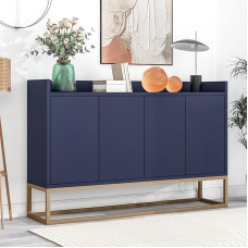 ADFUNIT Sideboard elutuppa, buffetkapp 4 ukse ja reguleeritavate riiulitega, 120 x 30 x 80 cm, hoiukapp elutuppa, söögituppa ja kööki, sinine