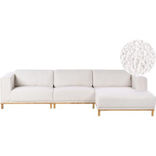 Bouclé nurgadiivan vasakpoolne 5-kohaline eukalüptist puidust jalgadega Veng Cream White