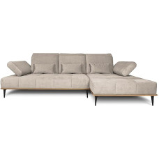 Houston nurgadiivan - XXL diivan 287 x 104 x 43 cm - L-kujuline, reguleeritavate seljatugedega - suur 3-kohaline diivan elutuppa - moodne - paremal - sametist kreemikas