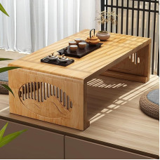 Japanischer Klapptisch - Niedriger Tisch im Landhausstil für Wohnzimmer, Esszimmer, Schlafzimmer, Küche & Bad - Holz, 80 x 48 cm, ideal für Boden-Sitzgelegenheiten
