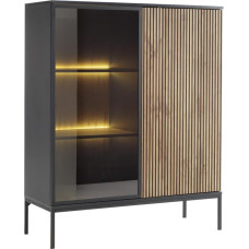 Vente-unique vitriinkapp - 2 ust - LED valgustusega - MDF ja suitsuklaas - must ja puiduvärvides - Ovila