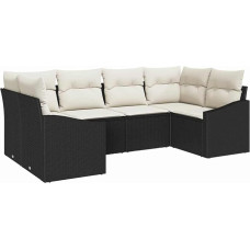 6-teiliges Garten Sofa Set mit Kissen Schwarz Poly-Rattan Gartenlounge Model3346857