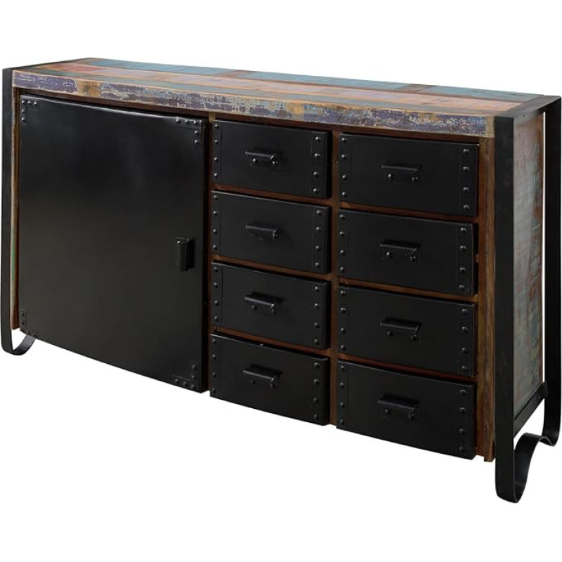 MASSIVMOEBEL24.DE Kõrvallaud Taastatud puit 143 x 43 x 90 cm Mitmevärviline lakitud tööstus #102