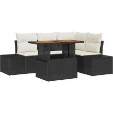 5-teiliges Garten Sofa Set mit Kissen Schwarz Poly Rattan Gartenlounge Model3358693