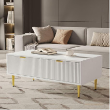 KOMHTOM valge kohvilaud, küljelaud koos hoiuruumiga, väike elutoa laud, kohvilaud, sahtlitega küljelaud (valge)