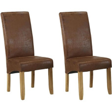 Vente-unique Santos Microfibre söögitoolid 2 tk nahk efektiga heledast puidust jalad komplektis