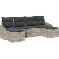 Rantry 6-teiliges Garten Sofa Set mit Kissen in Hellgrau aus Poly Rattan Gartenlounge Model3346832