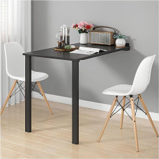 Moderner, moderner Klapptisch zur Wandmontage, mit Stützbeinen, Waschküchenholz, kompakte Lösung (weiß, 90 x 40 cm) (schwarz, 80 x 60 cm)