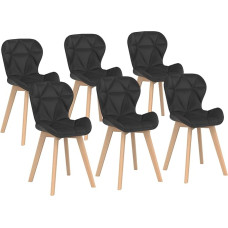 IDMarket - 6 musta PU söögitooli komplekt