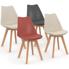 IDMarket - 4 Sara segavärvi skandinaavia tooli komplekt, tumehall, terrakota, beež x 2