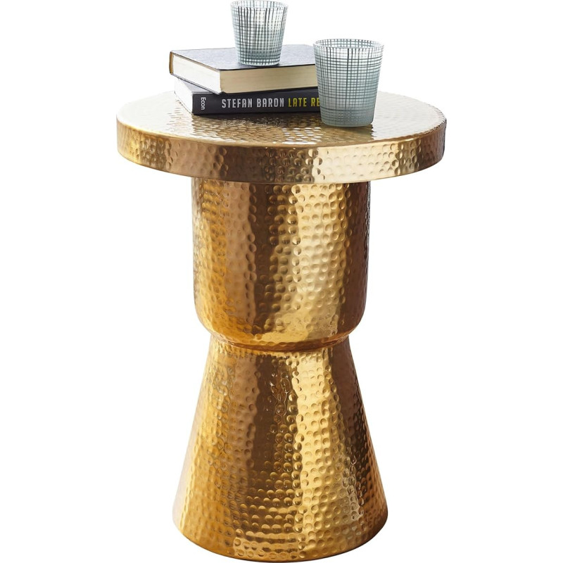 Wohnling Disainer küljelaud 43 x 59 x 43 cm Alumiiniumist kuldne dekoratiivne laud Idamaine ümmargune disainer hoiulaud Metallist moodne küljelaud Väike kitsas väike vasaraga küljelaud