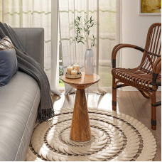 COZAYH Väike pjedestaaliga küljelaud Ümmargune talumajapidamise Martini laud Puidust taimede stend Rustiline joogilaud väikestesse ruumidesse elutuppa Pähkelpuu