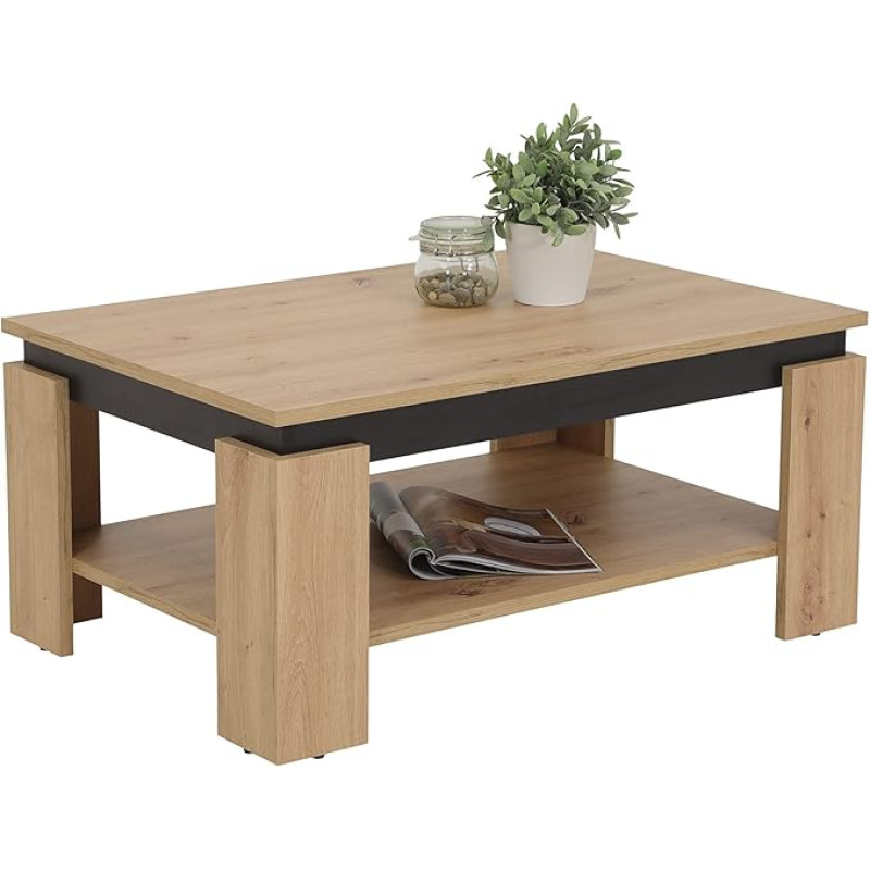 Möbelando Tim II kohvilaud Artisan Tammepuust mustade kaunistustega. Mõõtmed (S x K x M) 90 x 40 x 60 cm.