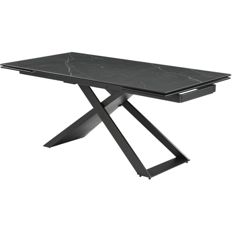 PASCAL MORABITO XERENA söögilaud 6 kuni 10 inimesele, pikendatav keraamiline ja metallist marmorist laud, must