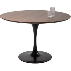 Kare Design Invitation lauakomplekt, must, pruun, 4 inimest, läbimõõt 120 cm, retrodisain, ruumi säästev, pähklipuu välimus, söögitoa laud, 50 kg max. Koormus, teras, 76 x 120 x 120 cm (kõrgus x laius x sügavus)