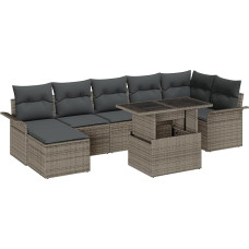 8-teiliges Garten Sofa Set mit Kissen Grau Poly Rattan Gartenlounge Model3348325 8-teiliges Garten Sofa Set mit Kissen Grau Poly Rattan Gartenlounge Model3348325