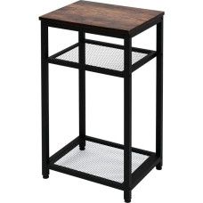 AZL1 Life Concept tööstuslik küljelaud 2-tasandiliste riiulitega kontorisse, koridori või elutuppa, metallist raamiga puiduefektne aktsentmööbel, rustikaalne pruun