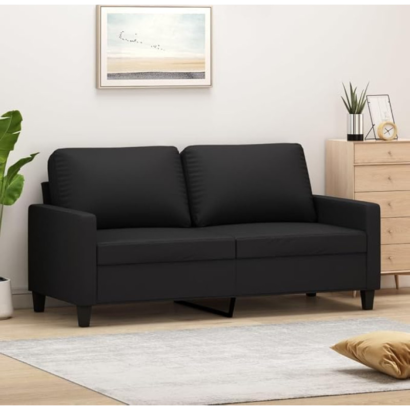 2-Sitzer-Sofa Schwarz 140 cm Kunstleder Möbel Wohnzimmer